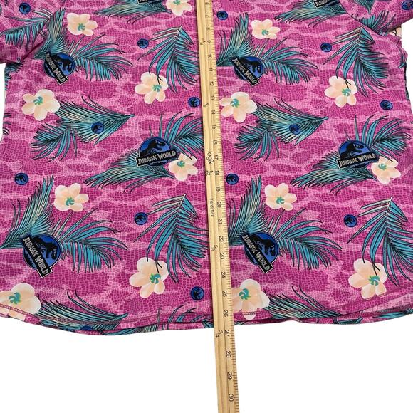 Jurassic World Womens Size 2XL Short Sleeve Pink V Neck Print Medical Scrub Top - Picture 8 of 9